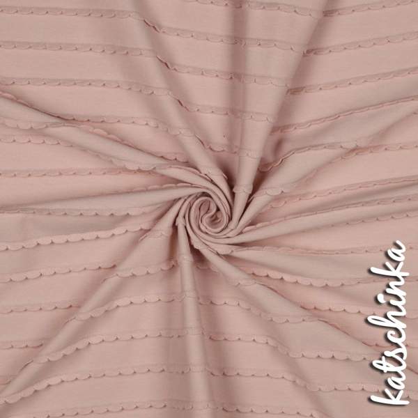 Jersey mit Rüschen Puder 004 | Meterware Strukturjersey